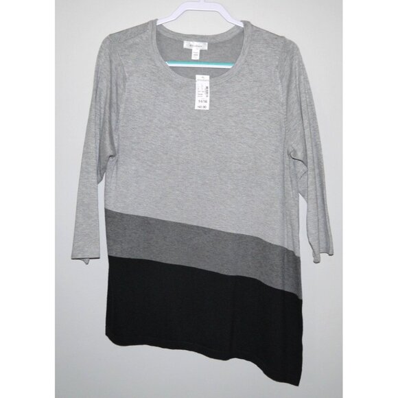 DRESSBARN black & gray lightweight asymmetrical sweater Women's size 14/16 NEW - Picture 1 of 4